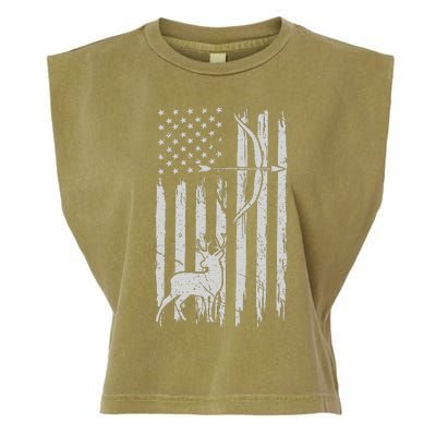 Usa Flag Hunting Deer Hunt Compound Bow USA Hunter Garment-Dyed Women's Muscle Tee