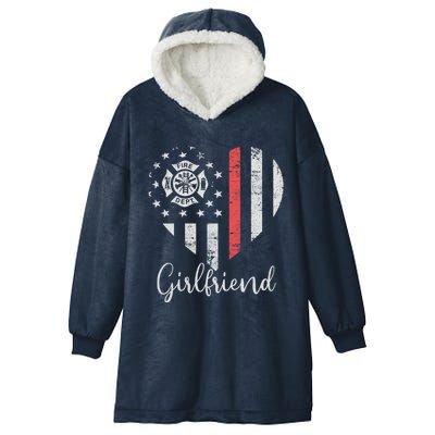 Usa Flag Heart Firefighter Valentines Day Fire Friend Gift Hooded Wearable Blanket