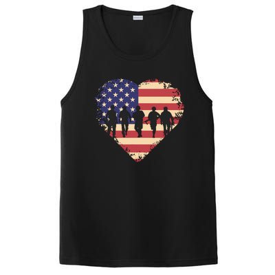 Usa Flag Heart American Patriotic Armed Forces Memorial Day PosiCharge Competitor Tank