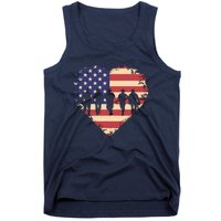 Usa Flag Heart American Patriotic Armed Forces Memorial Day Tank Top