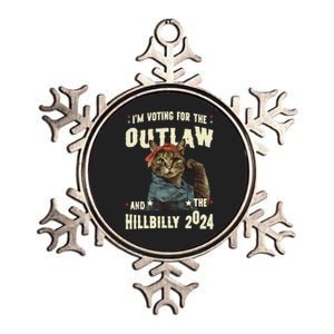 Us Flag IM Voting For The Outlaw And The Hillbilly 2024 Metallic Star Ornament