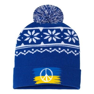 Ukrainian Flag I Stand With Ukraine Support Ukraine Gift USA-Made Snowflake Beanie