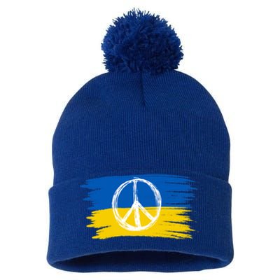 Ukrainian Flag I Stand With Ukraine Support Ukraine Gift Pom Pom 12in Knit Beanie