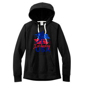 Usa Flag Ice Hockey Usa Support Cute Gift Women's Fleece Hoodie