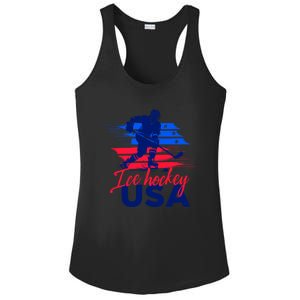 Usa Flag Ice Hockey Usa Support Cute Gift Ladies PosiCharge Competitor Racerback Tank