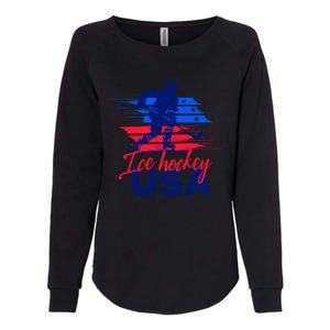 Usa Flag Ice Hockey Usa Support Cute Gift Womens California Wash Sweatshirt