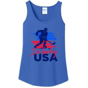 Usa Flag Ice Hockey Usa Support Cute Gift Ladies Essential Tank