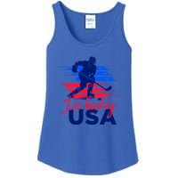 Usa Flag Ice Hockey Usa Support Cute Gift Ladies Essential Tank