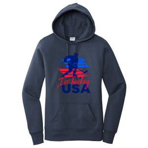 Usa Flag Ice Hockey Usa Support Cute Gift Women's Pullover Hoodie