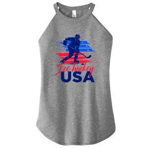 Usa Flag Ice Hockey Usa Support Cute Gift Women's Perfect Tri Rocker Tank