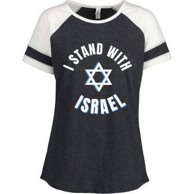 USA FLAG I Stand With Israel Support Black Enza Ladies Jersey Colorblock Tee