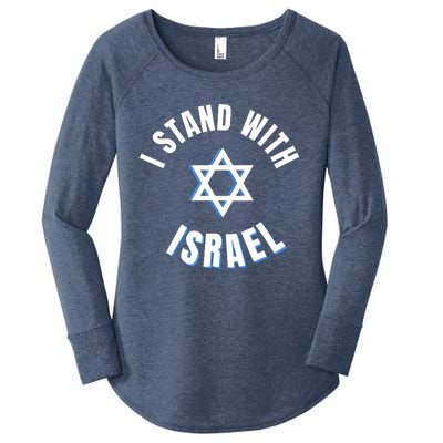 USA FLAG I Stand With Israel Support Black Women's Perfect Tri Tunic Long Sleeve Shirt