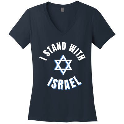 USA FLAG I Stand With Israel Support Black Women's V-Neck T-Shirt