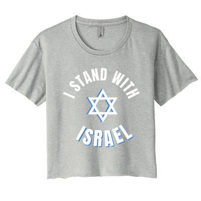 USA FLAG I Stand With Israel Support Black Women's Crop Top Tee