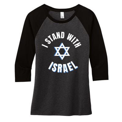 USA FLAG I Stand With Israel Support Black Women's Tri-Blend 3/4-Sleeve Raglan Shirt