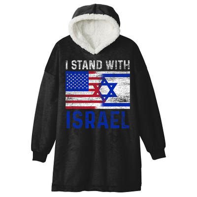 Us Flag I Stand With Israel Hooded Wearable Blanket