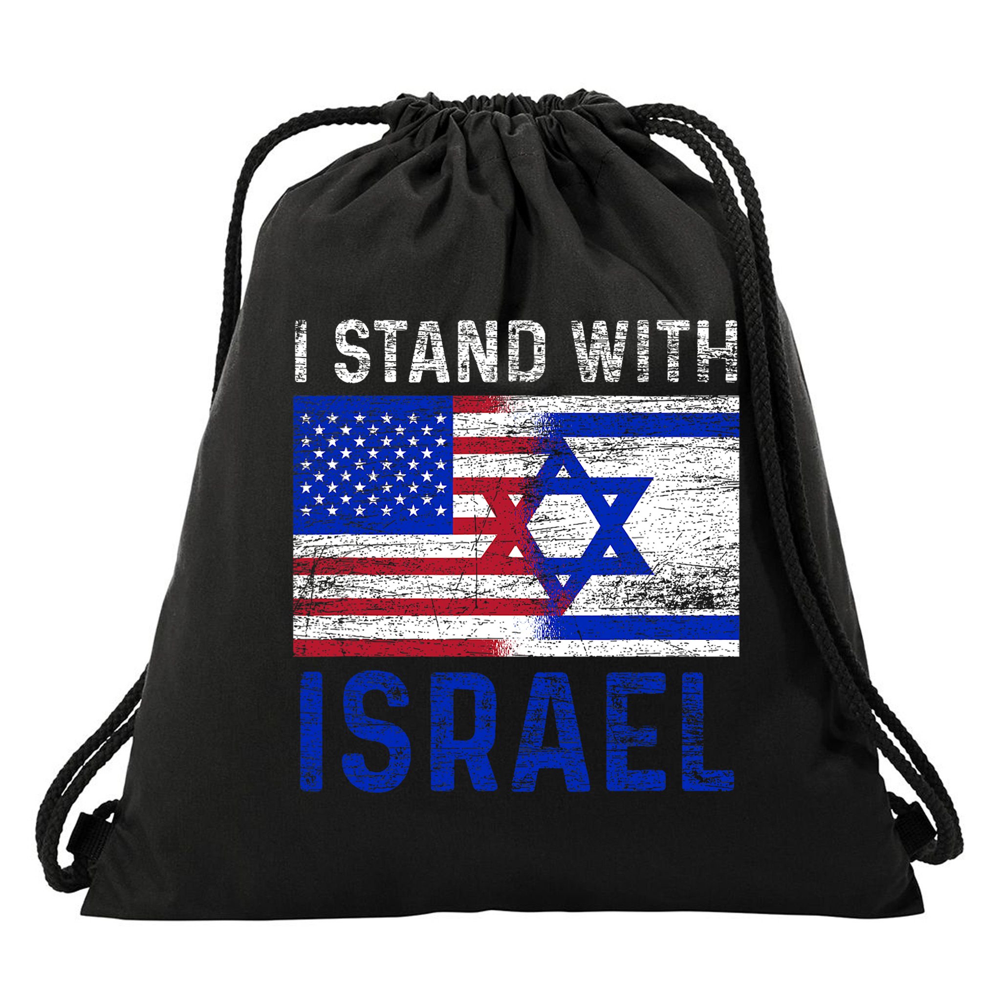 Us Flag I Stand With Israel Drawstring Bag