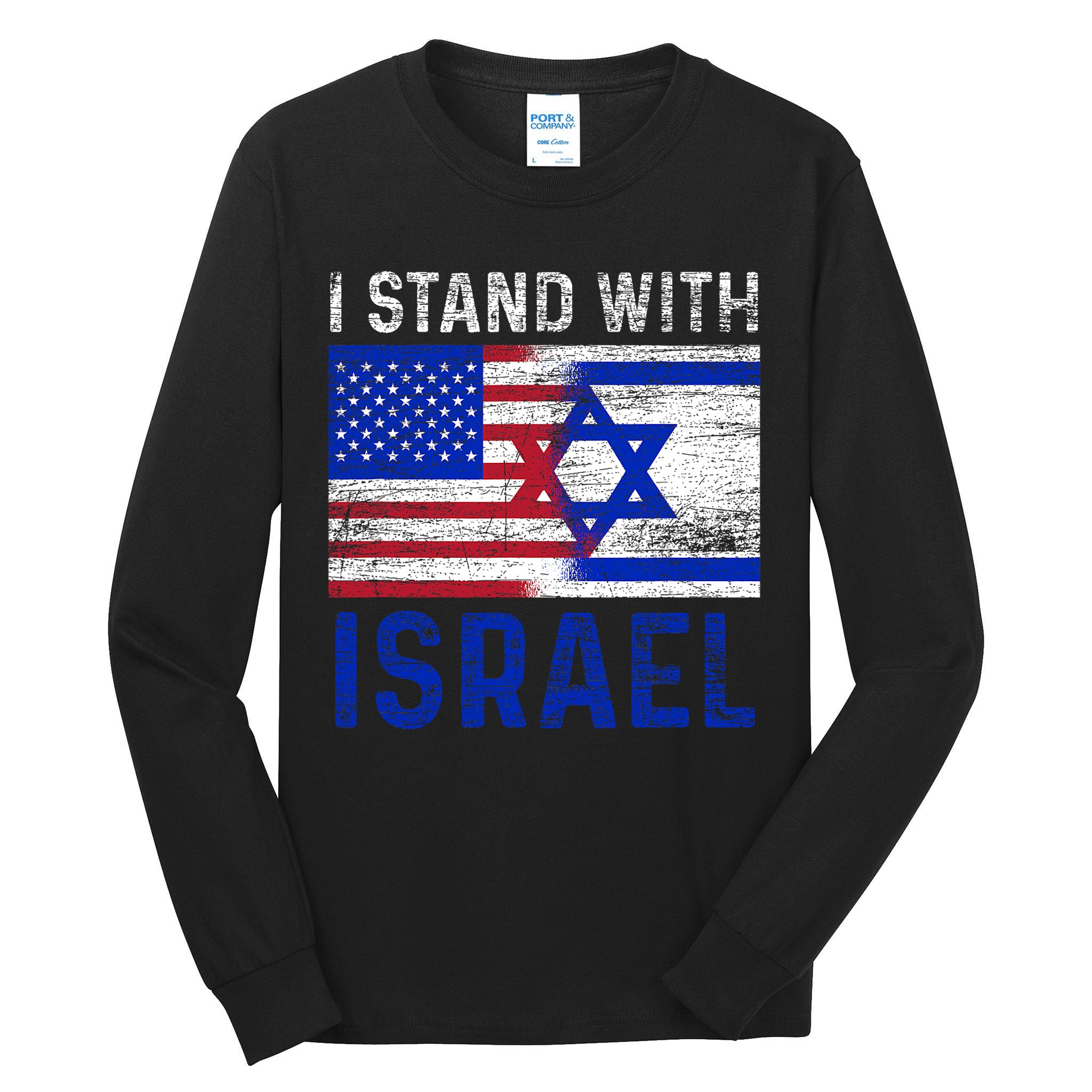 Us Flag I Stand With Israel Tall Long Sleeve T-Shirt