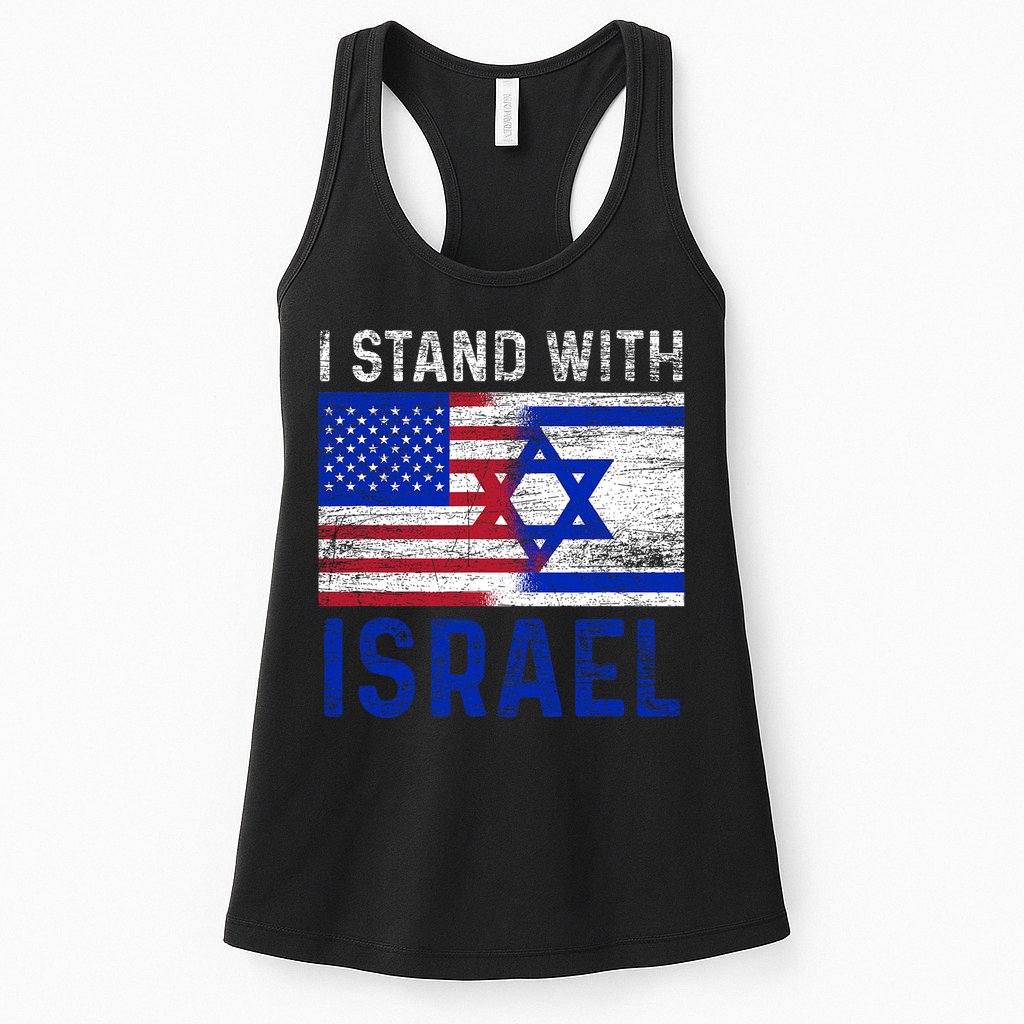 Us Flag I Stand With Israel Womens Tank Top