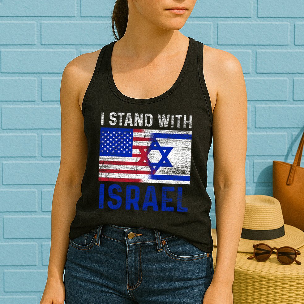 Us Flag I Stand With Israel Womens Tank Top