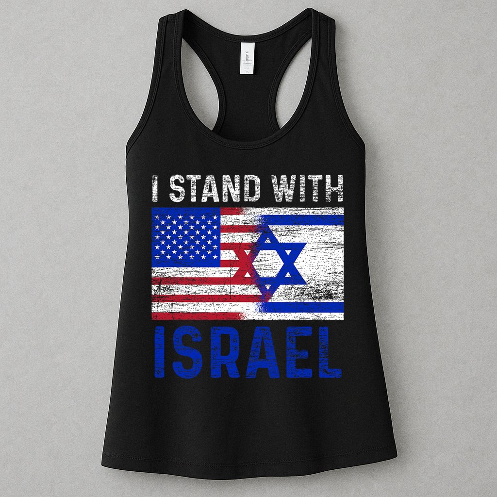 Us Flag I Stand With Israel Womens Tank Top