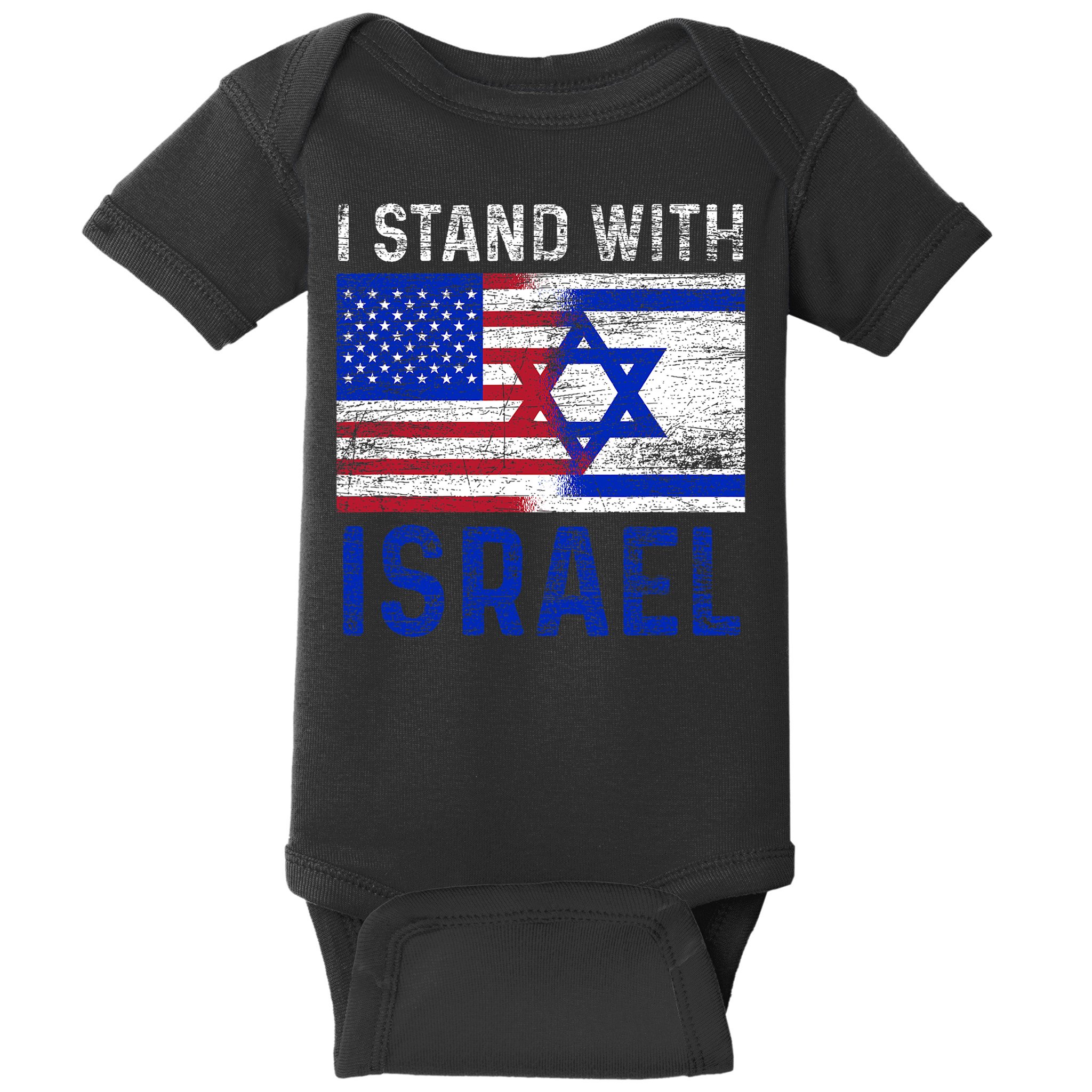 Us Flag I Stand With Israel Baby Bodysuit