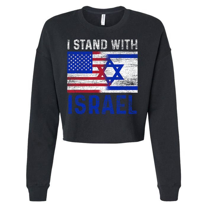 Us Flag I Stand With Israel Cropped Pullover Crew