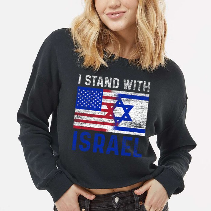 Us Flag I Stand With Israel Cropped Pullover Crew