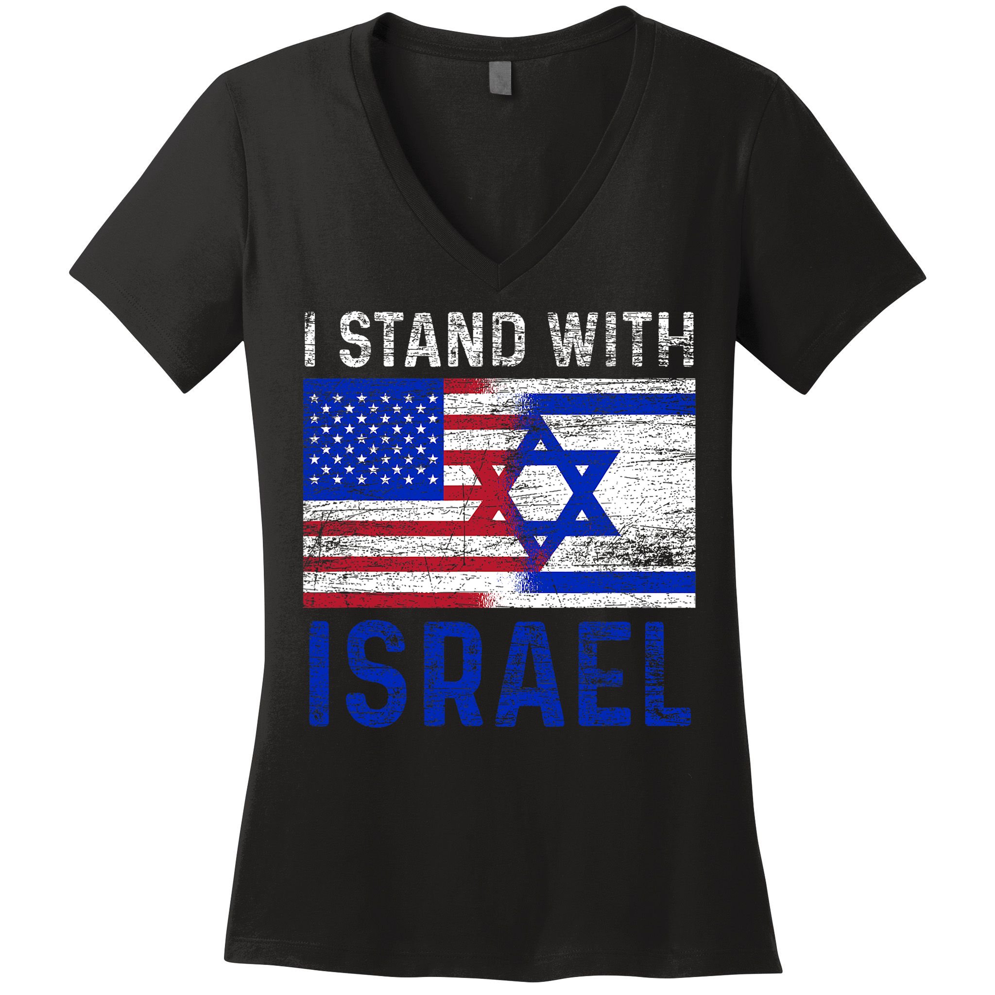 Us Flag I Stand With Israel Women's V-Neck T-Shirt