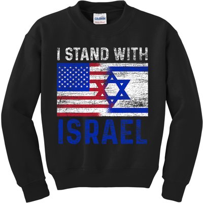 Us Flag I Stand With Israel Kids Sweatshirt