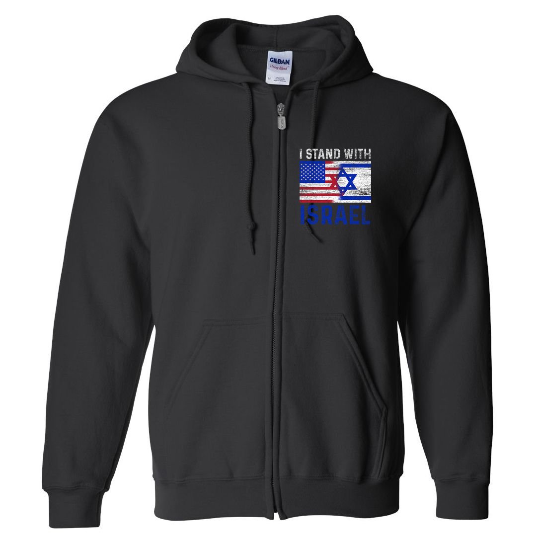 Us Flag I Stand With Israel Full Zip Hoodie
