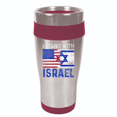 Us Flag I Stand With Israel 16oz Travel Tumbler