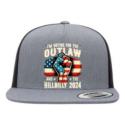 Us Flag IM Voting For The Outlaw And The Hillbilly 2024 Flat Bill Trucker Hat