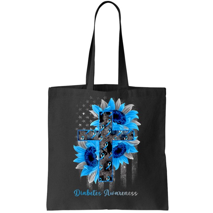 USA Flag In November We Wear Blue Diabetes Awareness Month Tote Bag