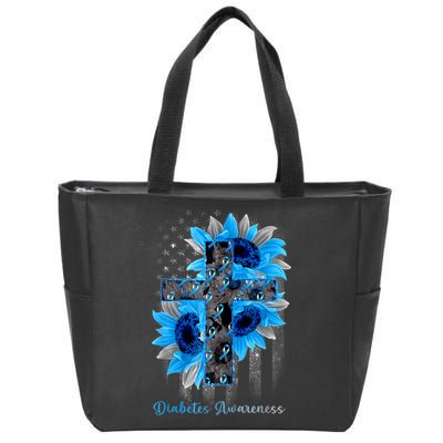 USA Flag In November We Wear Blue Diabetes Awareness Month Zip Tote Bag