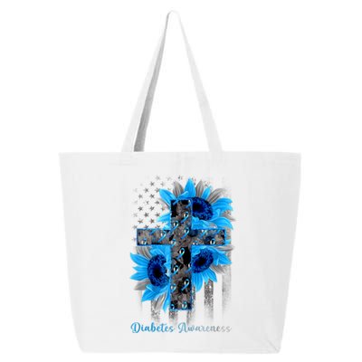 USA Flag In November We Wear Blue Diabetes Awareness Month 25L Jumbo Tote