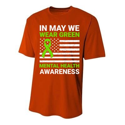 Usa Flag In May We Wear Green Tal Health Awareness Gift Performance Sprint T-Shirt