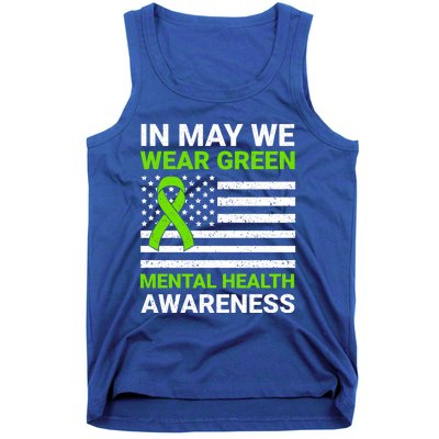 Usa Flag In May We Wear Green Tal Health Awareness Gift Tank Top