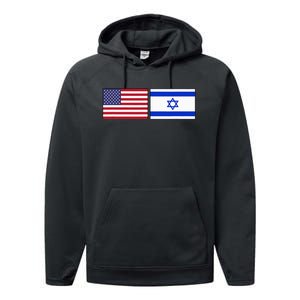 Usa Flag Israel Flag Jewish American Design Performance Fleece Hoodie