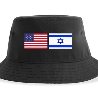 Usa Flag Israel Flag Jewish American Design Sustainable Bucket Hat