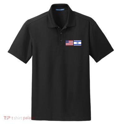 Usa Flag Israel Flag Jewish American Design Dry Zone Grid Polo