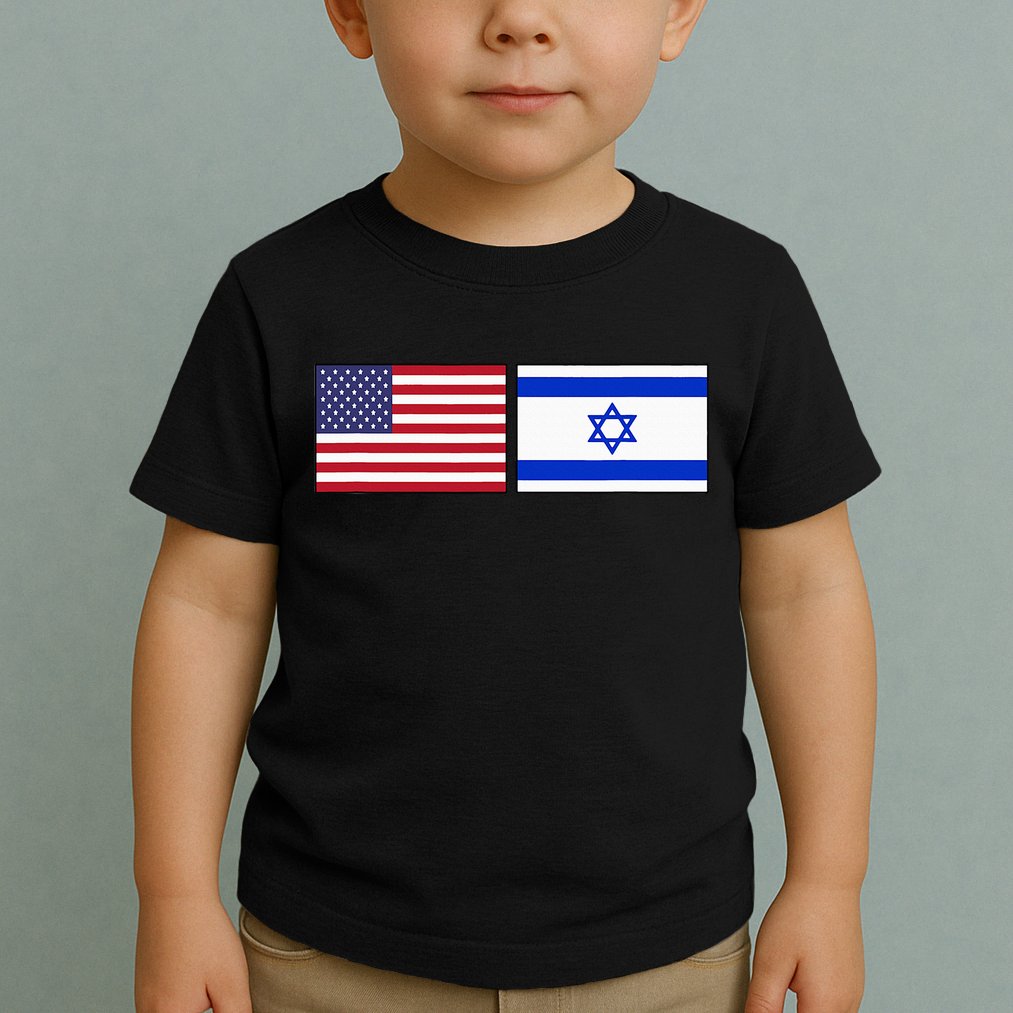 Usa Flag Israel Flag Jewish American Design Toddler T-Shirt