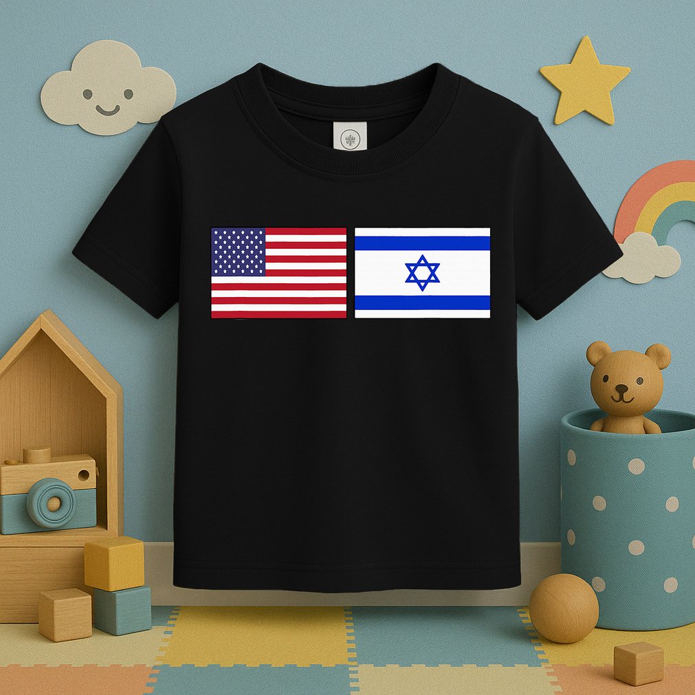 Usa Flag Israel Flag Jewish American Design Toddler T-Shirt