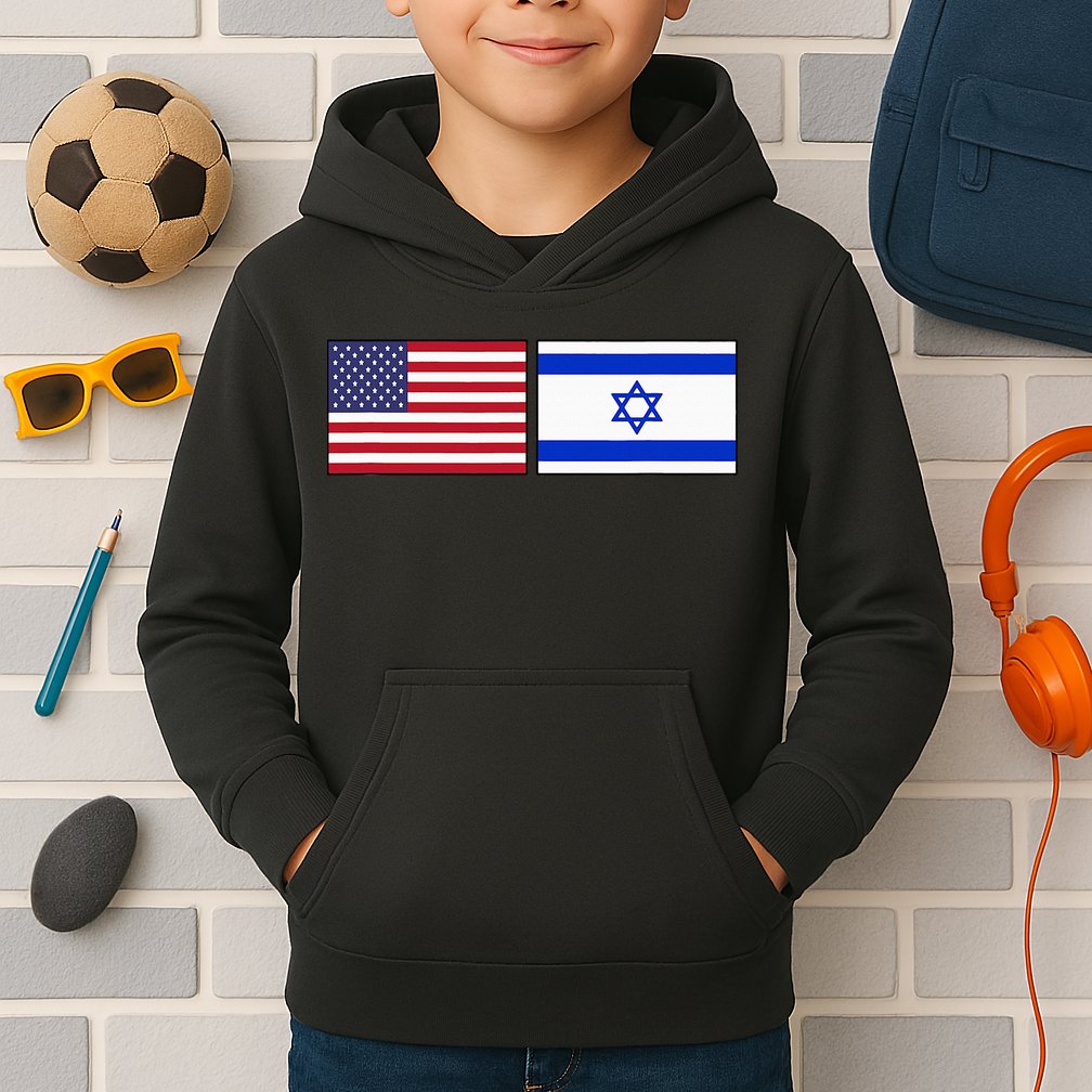 Usa Flag Israel Flag Jewish American Design Kids Hoodie