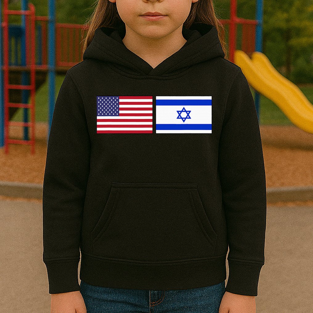 Usa Flag Israel Flag Jewish American Design Kids Hoodie
