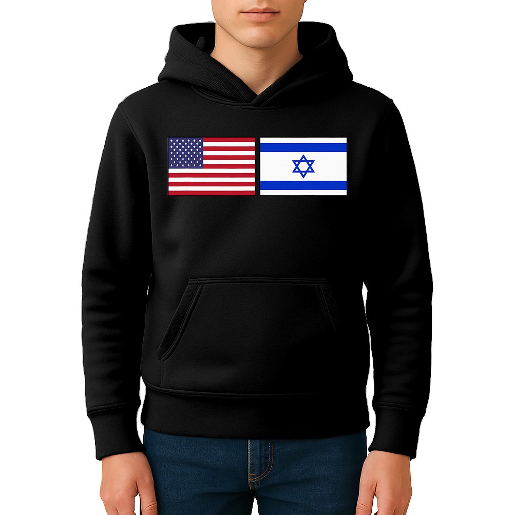 Usa Flag Israel Flag Jewish American Design Kids Hoodie