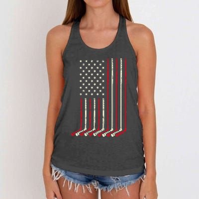 Us Flag Ice Hockey Vintage Patriotic Player Women's Knotted Racerback Tank