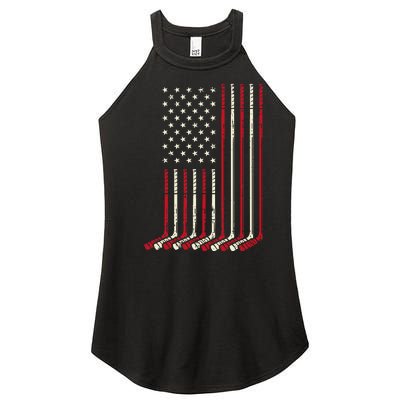 Us Flag Ice Hockey Vintage Patriotic Player Women’s Perfect Tri Rocker Tank