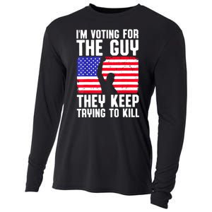 Us Flag Im Voting For The Guy They Keep Trying To Kill Gift Cooling Performance Long Sleeve Crew