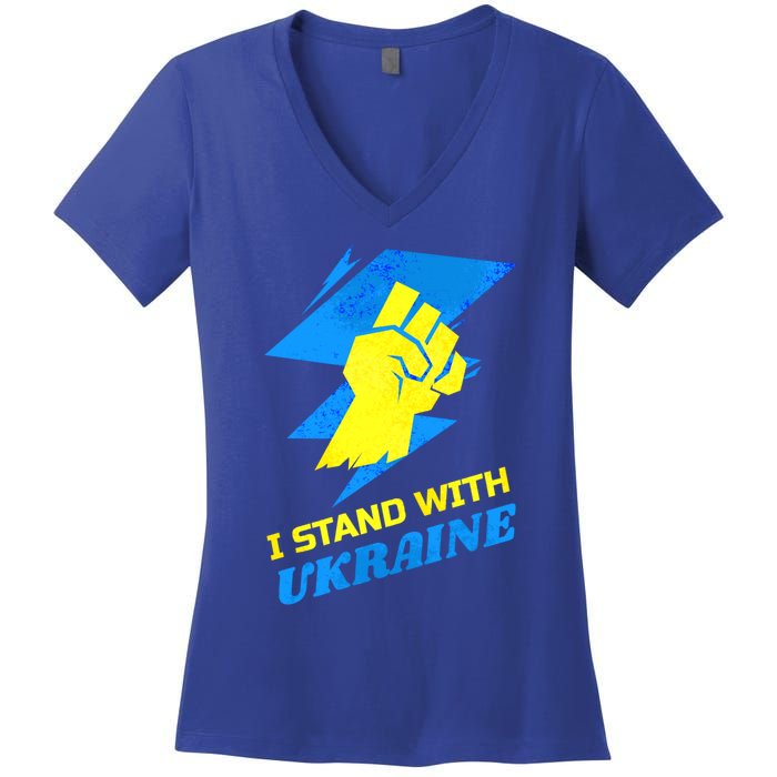 Ukrainian Flag I Stand With Ukraine Gift Freedom Ukrainian Gift Women's V-Neck T-Shirt